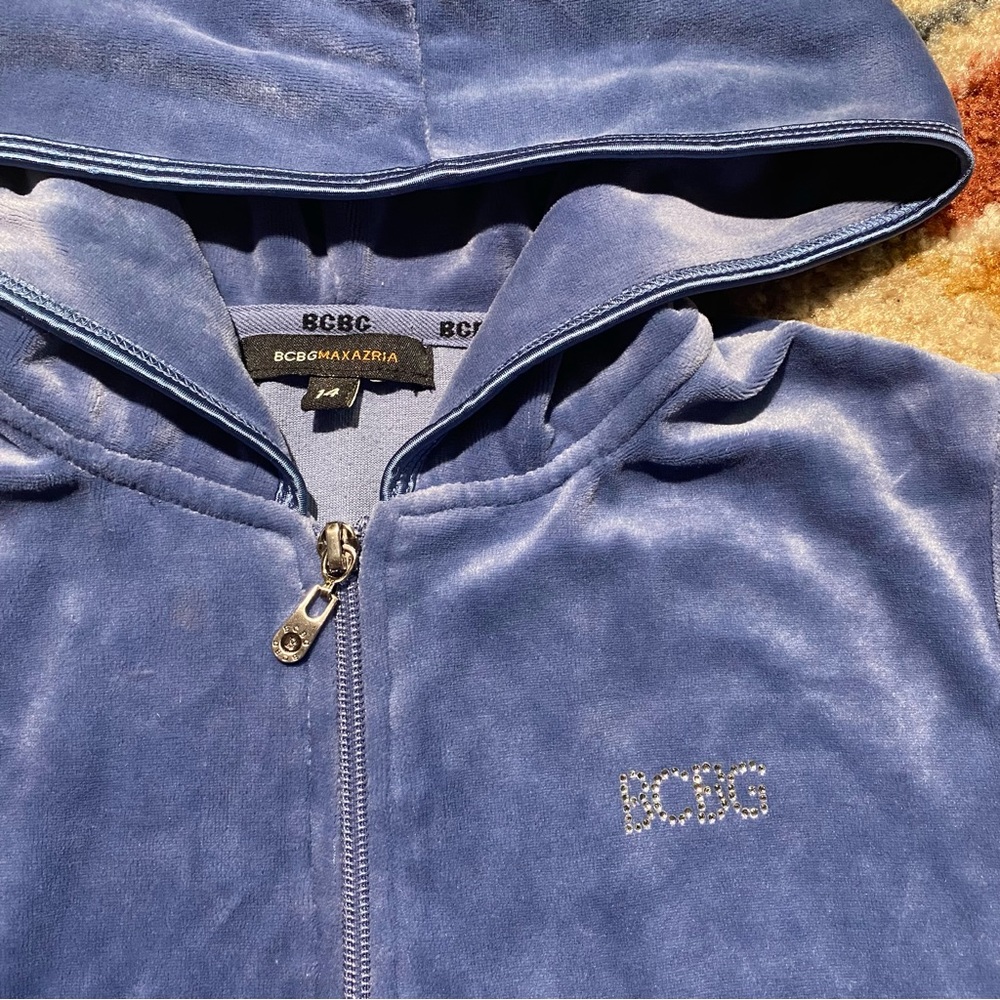 BCBG velour track jacket zip up hoodie